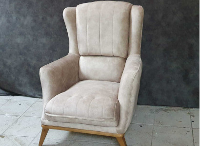 Living room Armchair 1 Seat Couch Upholstery Luxury Textile Design Wood Furniture